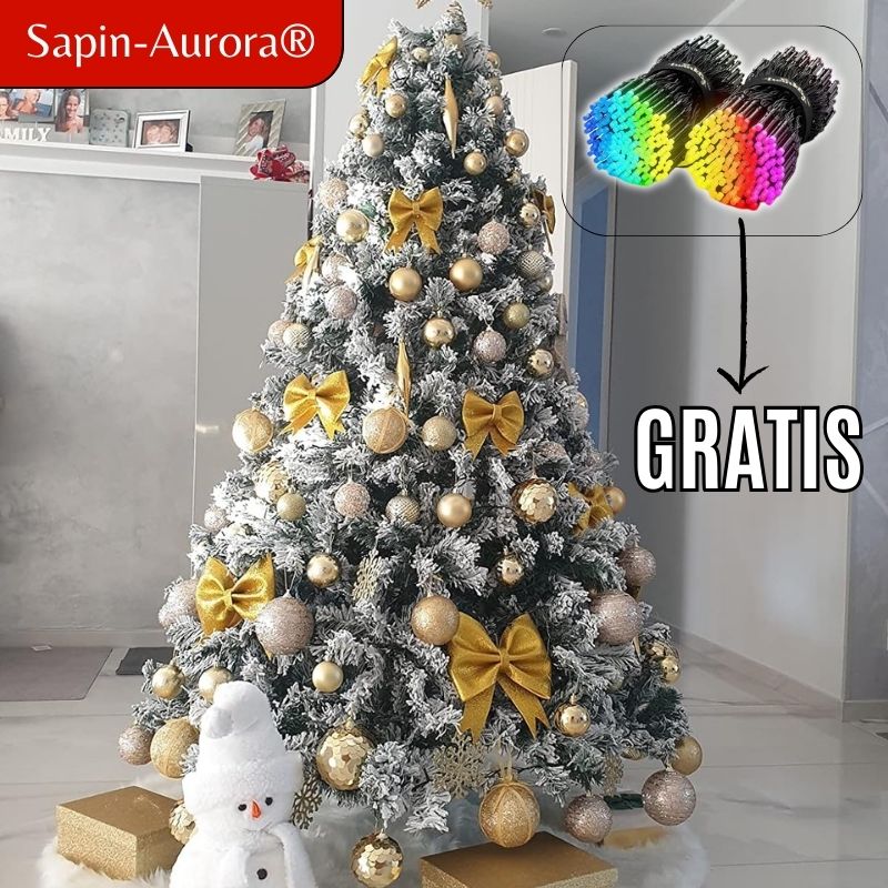 SAPIN DE NOËL ENNEIGÉ + GUIRLANDES LED GRATUITES